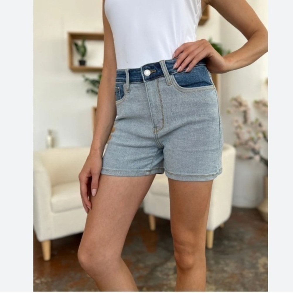 Judy Blue Full Size Color Block Denim Shorts XL